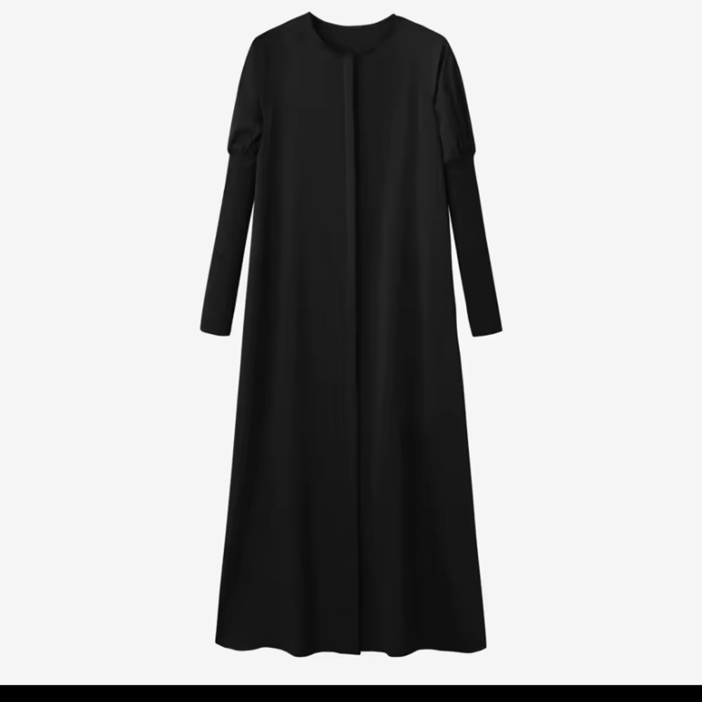 Satin button down maxi dress with smocked sleeves